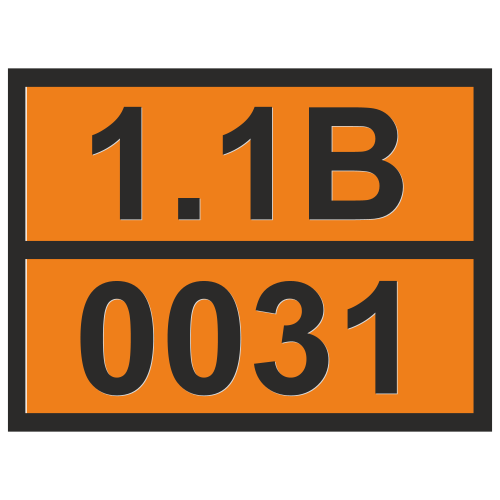 Табличка опасный груз 1.1B-0031 Бомбы пиротехнические